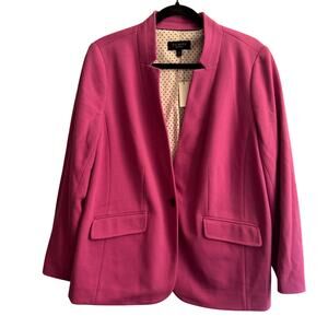 New Talbots Blazer Pink Collarless Notched Single Button Long Sleeve Size 16WP